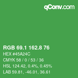 カラーコード: RGB 69.1 162.8 76 | qconv.com