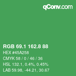 カラーコード: RGB 69.1 162.8 88 | qconv.com