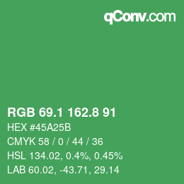 カラーコード: RGB 69.1 162.8 91 | qconv.com
