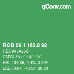カラーコード: RGB 69.1 162.8 92 | qconv.com