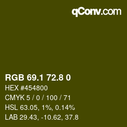 Color code: RGB 69.1 72.8 0 | qconv.com