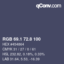カラーコード: RGB 69.1 72.8 100 | qconv.com