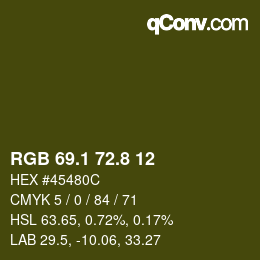 カラーコード: RGB 69.1 72.8 12 | qconv.com