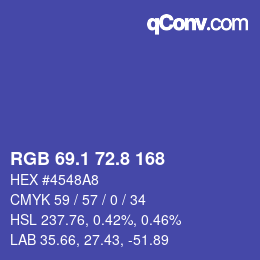 カラーコード: RGB 69.1 72.8 168 | qconv.com