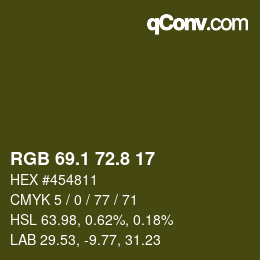 カラーコード: RGB 69.1 72.8 17 | qconv.com