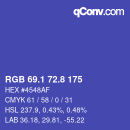 カラーコード: RGB 69.1 72.8 175 | qconv.com