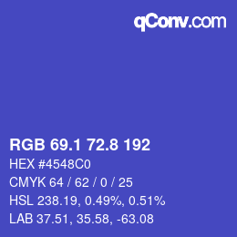 カラーコード: RGB 69.1 72.8 192 | qconv.com