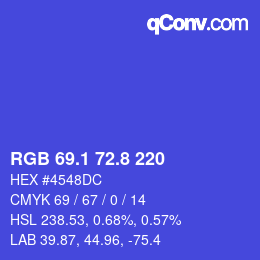 カラーコード: RGB 69.1 72.8 220 | qconv.com