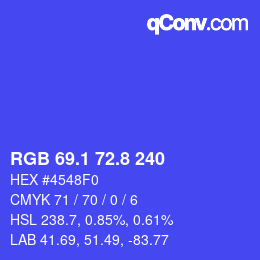 カラーコード: RGB 69.1 72.8 240 | qconv.com