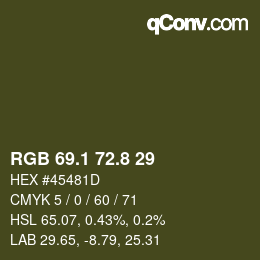 カラーコード: RGB 69.1 72.8 29 | qconv.com