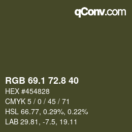 Color code: RGB 69.1 72.8 40 | qconv.com