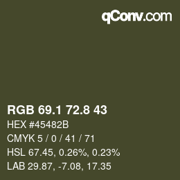 カラーコード: RGB 69.1 72.8 43 | qconv.com