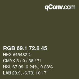 Color code: RGB 69.1 72.8 45 | qconv.com