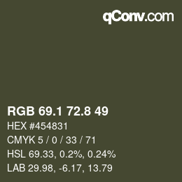 Color code: RGB 69.1 72.8 49 | qconv.com