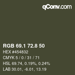 Color code: RGB 69.1 72.8 50 | qconv.com