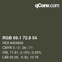 Color code: RGB 69.1 72.8 54 | qconv.com