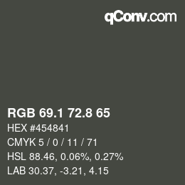 カラーコード: RGB 69.1 72.8 65 | qconv.com