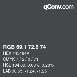 カラーコード: RGB 69.1 72.8 74 | qconv.com
