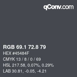 Color code: RGB 69.1 72.8 79 | qconv.com