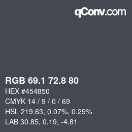 Color code: RGB 69.1 72.8 80 | qconv.com