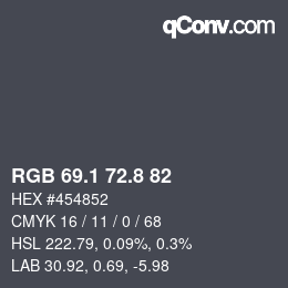 Color code: RGB 69.1 72.8 82 | qconv.com