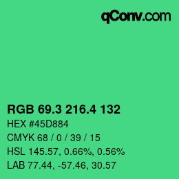 カラーコード: RGB 69.3 216.4 132 | qconv.com