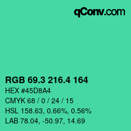 カラーコード: RGB 69.3 216.4 164 | qconv.com