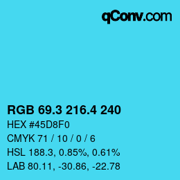 カラーコード: RGB 69.3 216.4 240 | qconv.com