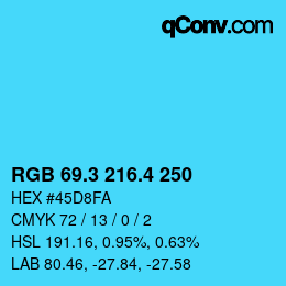 カラーコード: RGB 69.3 216.4 250 | qconv.com