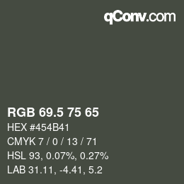 Color code: RGB 69.5 75 65 | qconv.com