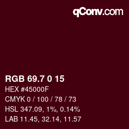 カラーコード: RGB 69.7 0 15 | qconv.com