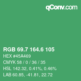 カラーコード: RGB 69.7 164.6 105 | qconv.com