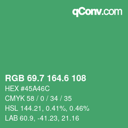 カラーコード: RGB 69.7 164.6 108 | qconv.com