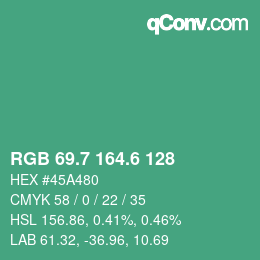 カラーコード: RGB 69.7 164.6 128 | qconv.com