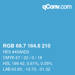 カラーコード: RGB 69.7 164.6 210 | qconv.com