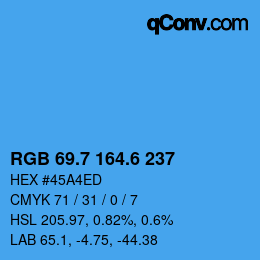 カラーコード: RGB 69.7 164.6 237 | qconv.com
