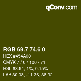 カラーコード: RGB 69.7 74.6 0 | qconv.com
