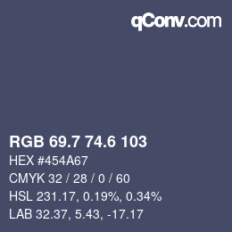 カラーコード: RGB 69.7 74.6 103 | qconv.com