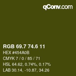 カラーコード: RGB 69.7 74.6 11 | qconv.com