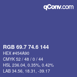 カラーコード: RGB 69.7 74.6 144 | qconv.com