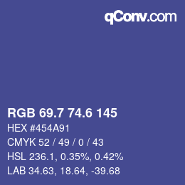 カラーコード: RGB 69.7 74.6 145 | qconv.com