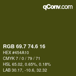 カラーコード: RGB 69.7 74.6 16 | qconv.com