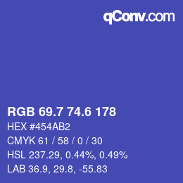 カラーコード: RGB 69.7 74.6 178 | qconv.com
