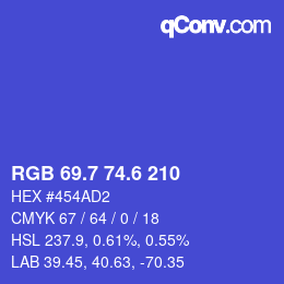 カラーコード: RGB 69.7 74.6 210 | qconv.com