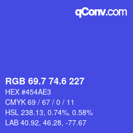 カラーコード: RGB 69.7 74.6 227 | qconv.com
