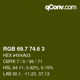 カラーコード: RGB 69.7 74.6 3 | qconv.com