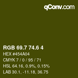 カラーコード: RGB 69.7 74.6 4 | qconv.com