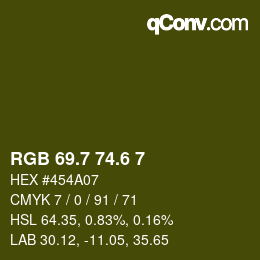 カラーコード: RGB 69.7 74.6 7 | qconv.com