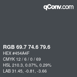 カラーコード: RGB 69.7 74.6 79.6 | qconv.com