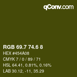 カラーコード: RGB 69.7 74.6 8 | qconv.com